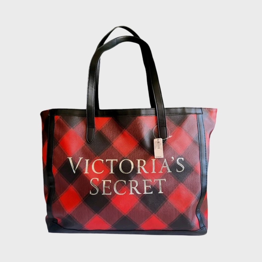 NWT Victoria’s Secret Plaid Carryall Tote